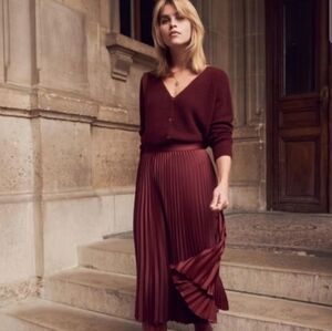 NWT Sezane Bordeaux Dino Skirt in Size 36